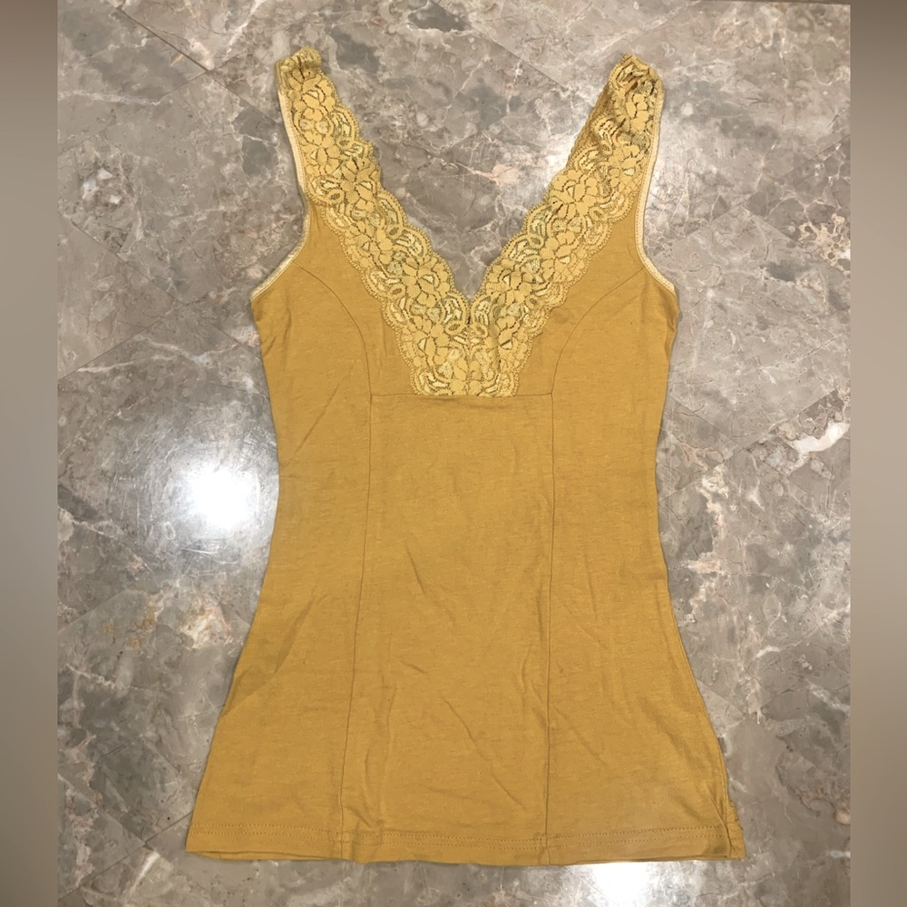 FRENCHI Mustard Tank Top Lace S